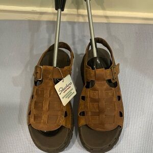 Sketchers Jammers Heritage Luxe Foam Leather Sandals Women Size 7  Y2k NWT Brown